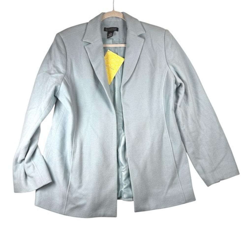 Dialogue Womens Blazer Size 16 Blue Wool Blend Very Soft Jacket Career Work